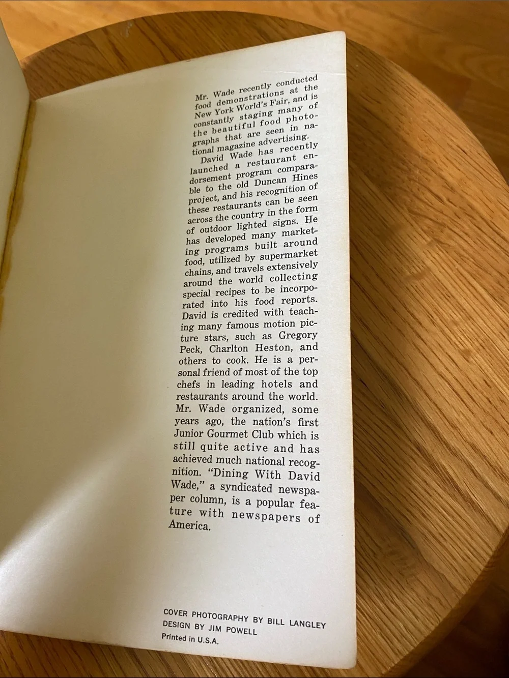 Vtg 1967 First Ed Dining with David Wade Cookbook - Paperback 300 pages
